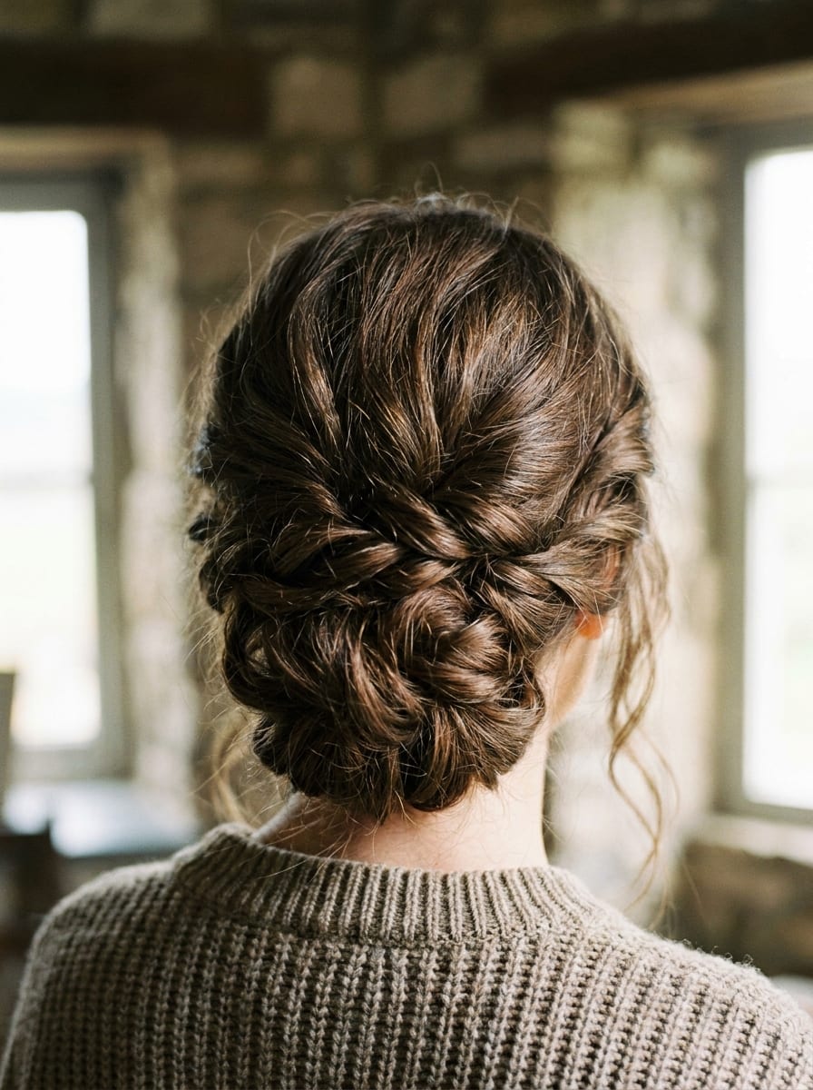 Hochsteckfrisur für dickes mittellanges Haar - Hochsteckfrisur für mittellange Haare